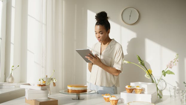 woman taking an online course