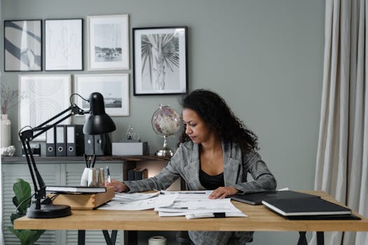 A student reviewing financial documents