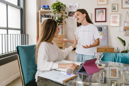 family working together at a table