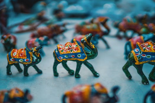 colorful handmade crafts displayed at a market