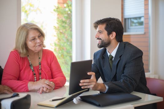 friendly financial advisor helping clients with investments